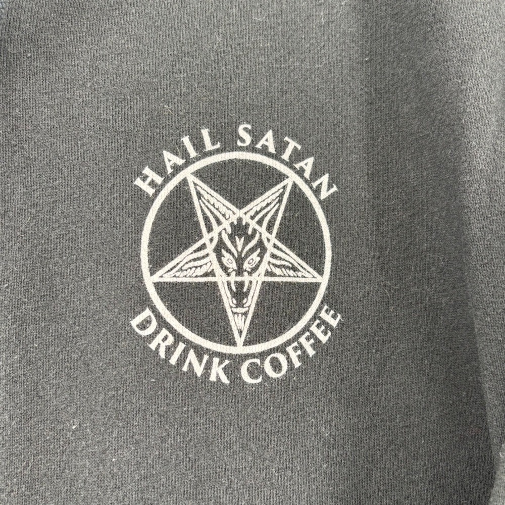 BlackCraft Cult Hail Satan Drink Coffee Zip Hoodie Black Baphomet AFX4000ZC Mens - Picture 4 of 9